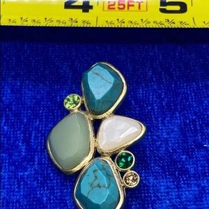 Natural Stone & Rhinestone vintage necklace